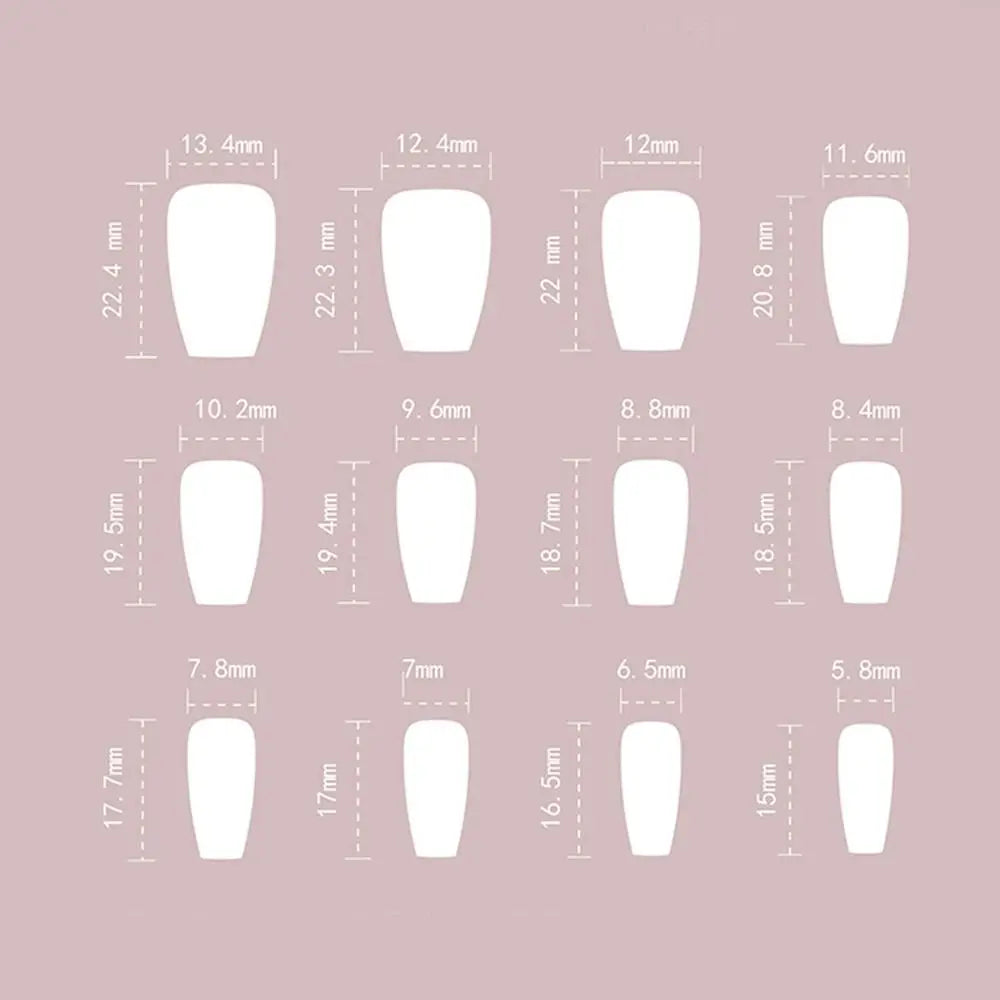 Long Ballerina Square False Nails French Black White Fake Full Cover Zpaxo