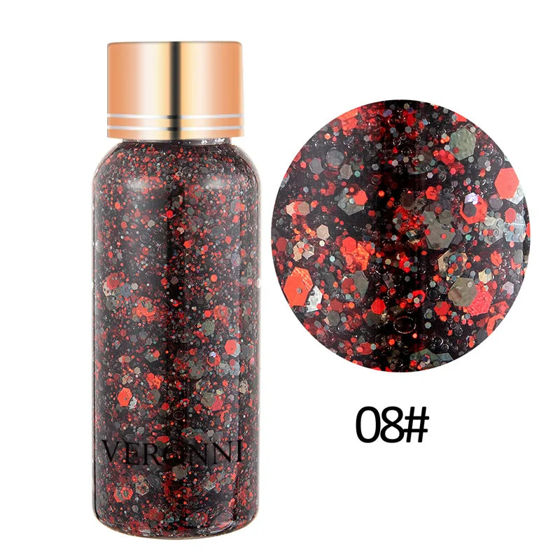 Body Sparkling Sequins Glitter Gel Eyeshadow,Stage Glitter Eyeshadow Highgloss Face Brighten Stage Makeup For Music festival Zpaxo 08