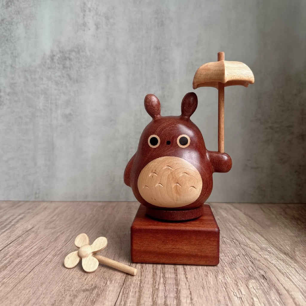 Ebony Wooden Base Music Box With Solid Wood Cat Figurine Umbrella And Giant Cat Music Box Diy Display Base For Desktop Zpaxo