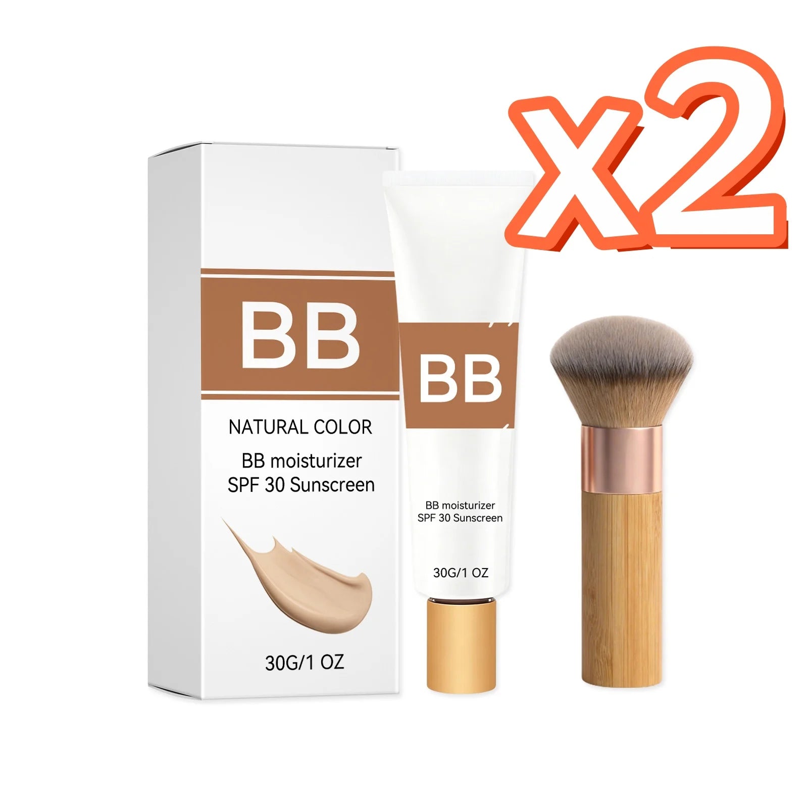 SPF 30 PA+++ BB Cream Sunscreen Concealer Foundation Kit BB Cream Sunscreen Zpaxo Natural Color x 2