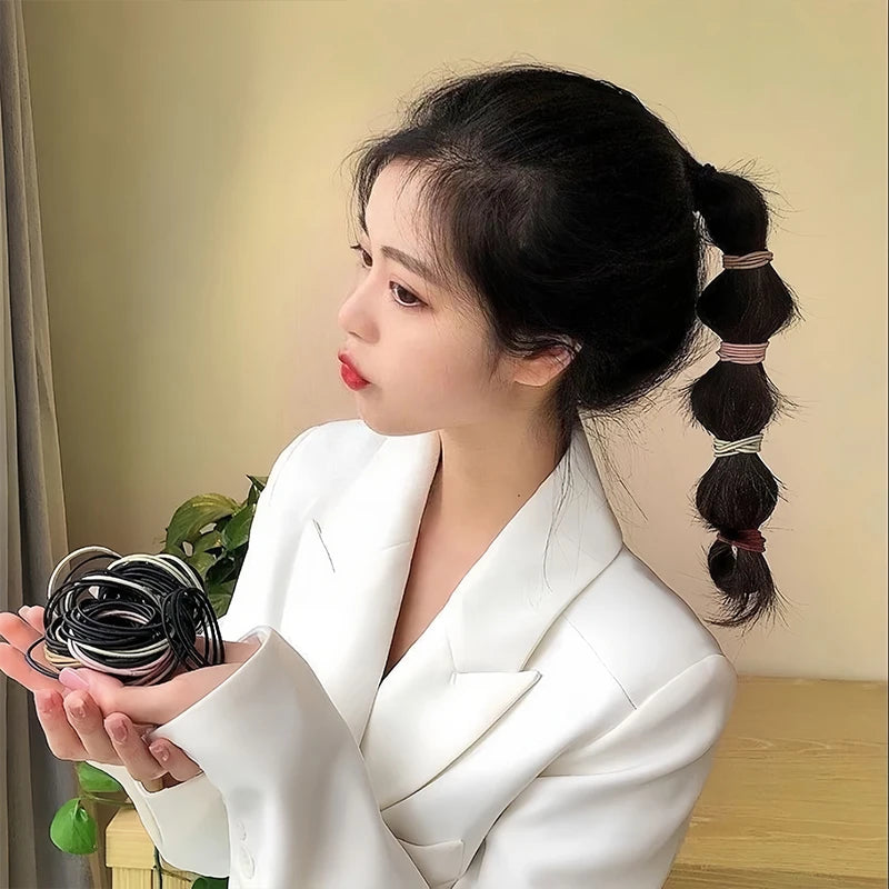 100PCS/Set Women 3.5CM Basic Nylon Elastic Hair Bands Ponytail Hair Scrunchie Rubber Bands Headband Hair Accessories Headwear Zpaxo