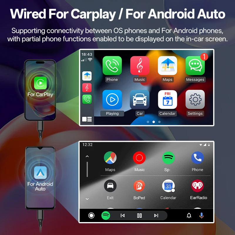 HIPPCRON Car MP5 Radio HD Display Screen Wired Carplay Android Auto