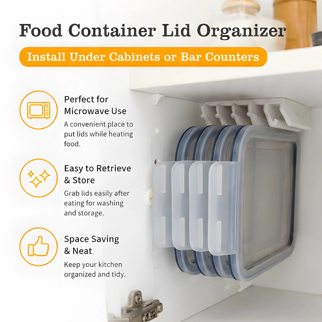 Under Cabinet Organizer Rack Kitchen Food Container Lid Holder Space