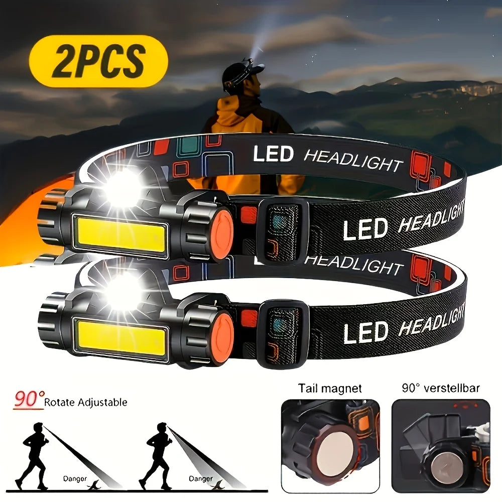 Rechargeable COB LED Headlamp – Magnetic & Waterproof, 300 Lm