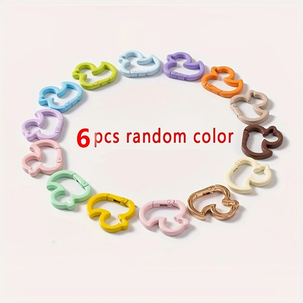 6PCS/12PCS Colorful Duck Outdoor Keychain, Cute Duck Shape Aluminium Alloy Spring Clip Zpaxo 6 PCS colour mix