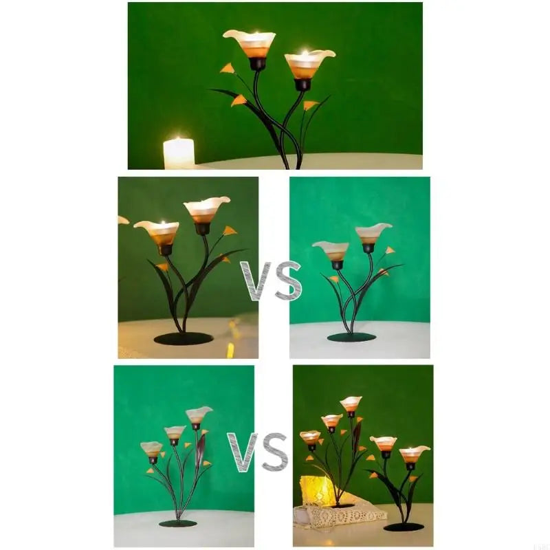 Artistic Floral Candelabra Iron Frame Calla Lilies Flower Holder