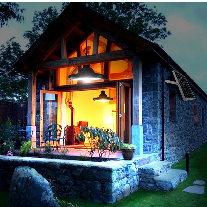 Double Head Solar Pendant Light Outdoor Indoor Shed PIR Motion Sensor Zpaxo