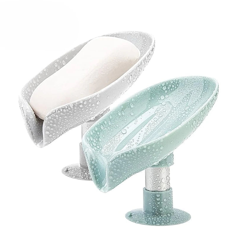 Leaf Soap Dish Holder with Suction Cup & Drain | Bathroom