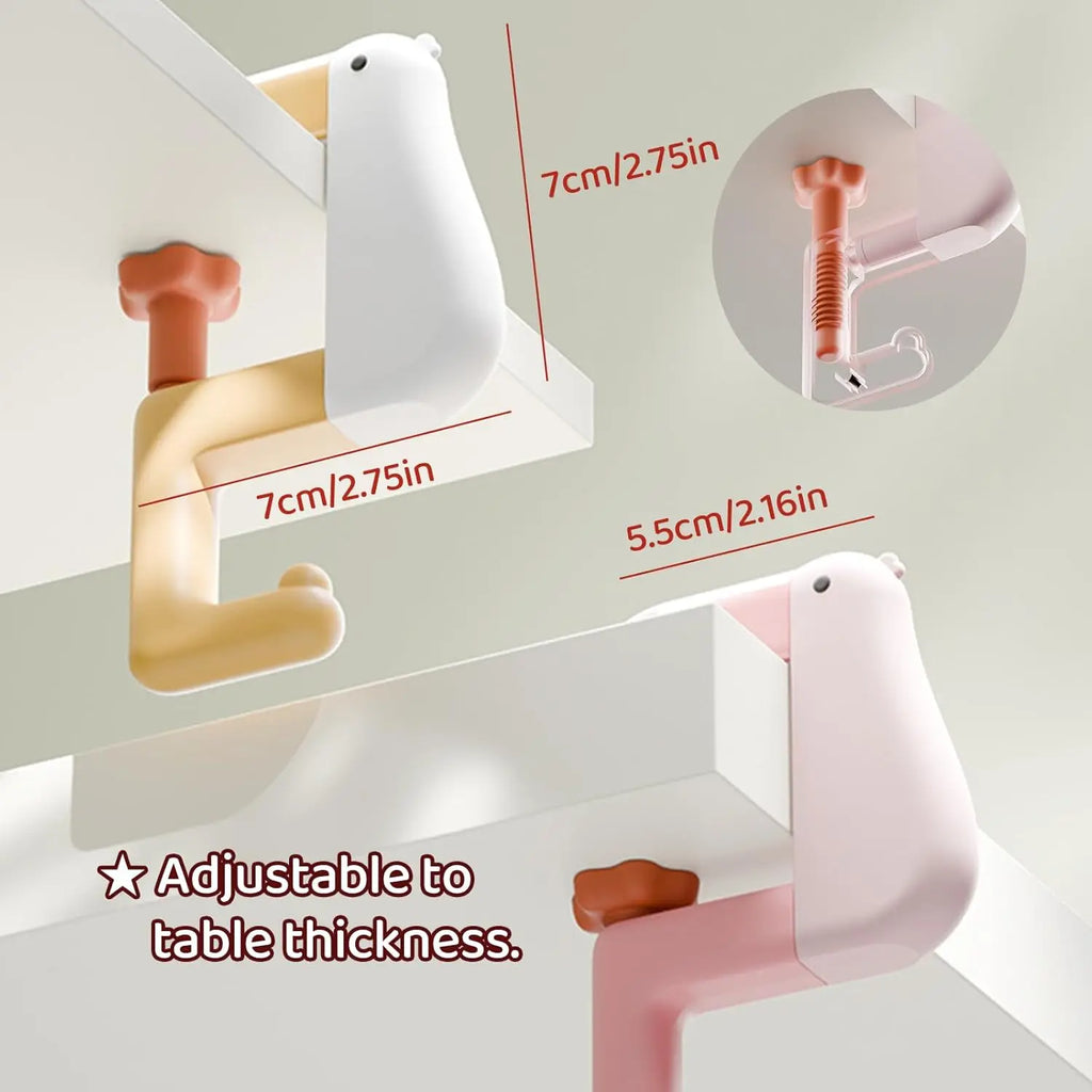 Cartoon Animal Clamp-On Desk Hook – Bag & Purse Organizer