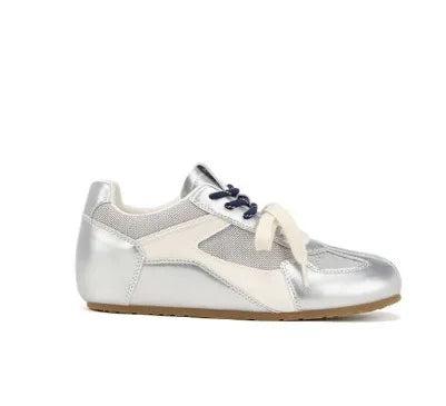 Multi-color Retro Casual Sneakers Women Suede Leather Upper Lace Up Zpaxo Silver 40 China Mainland