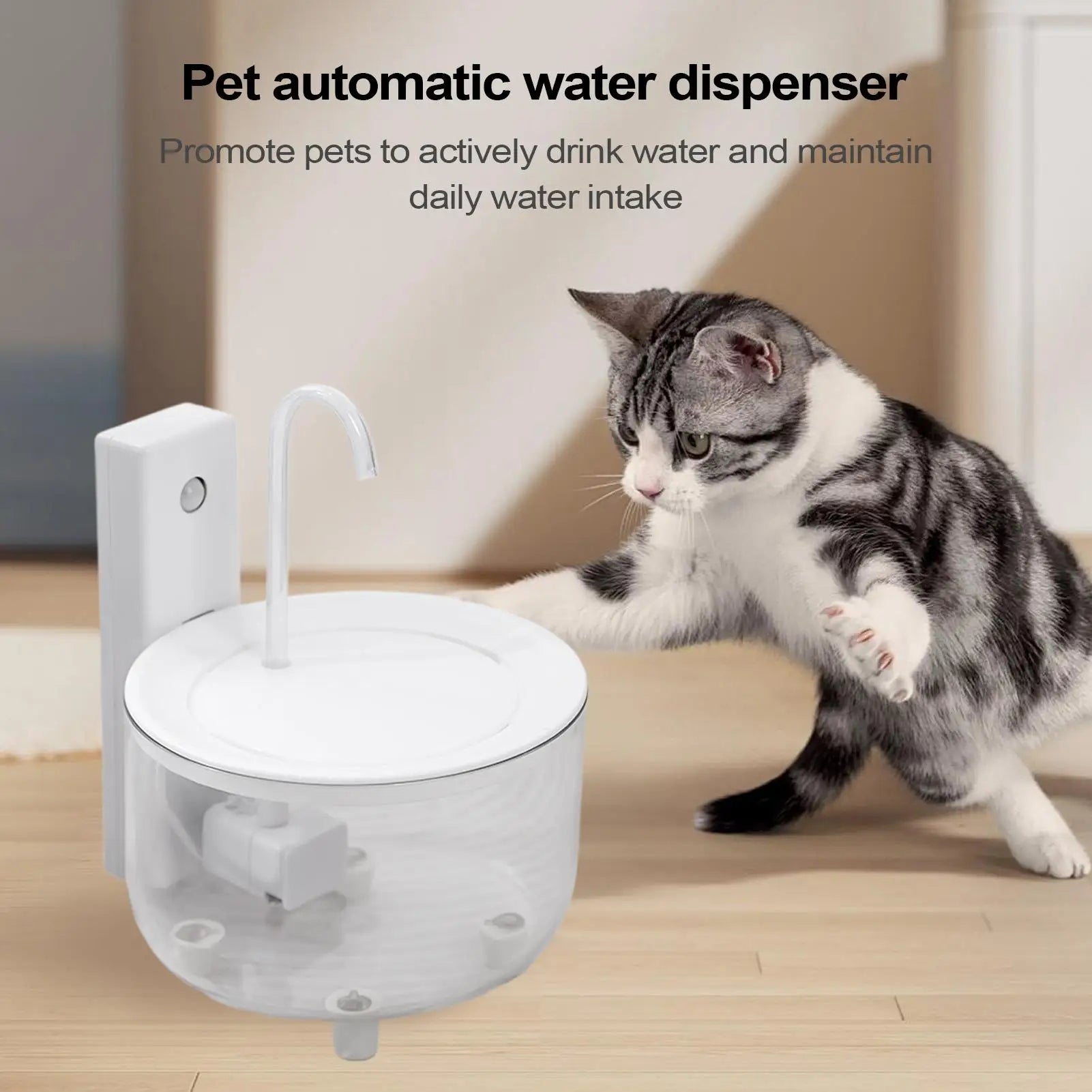 Cat Automatic Water Fountain Quiet Cordless Feeder Anti Slip Drinking