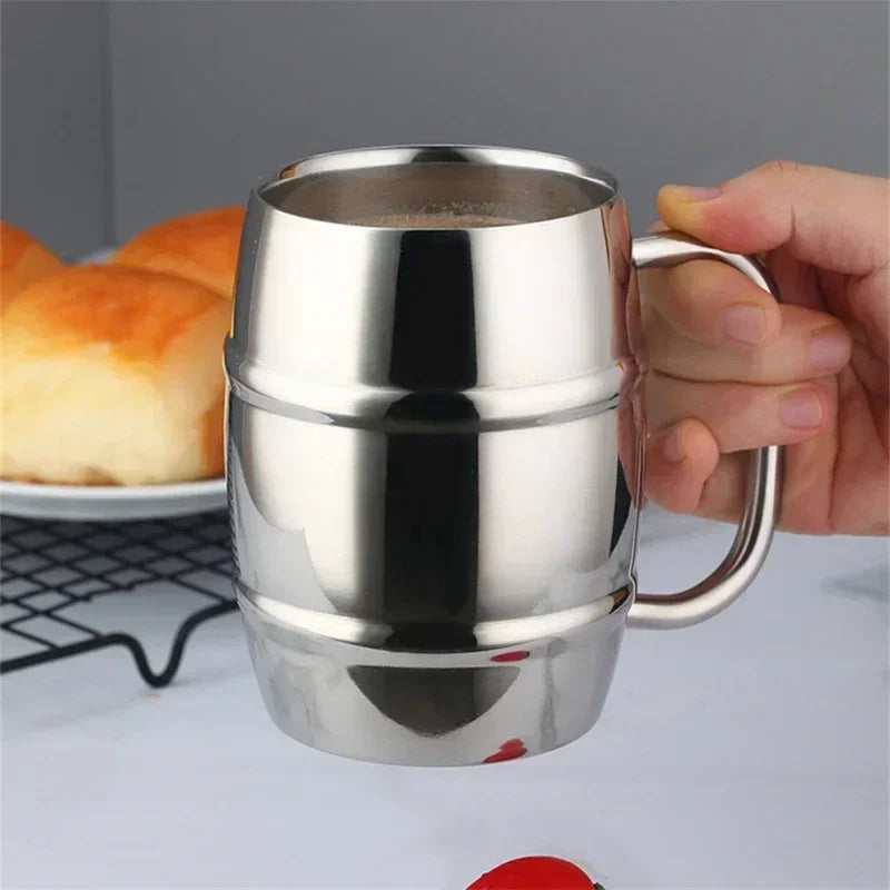 New Double Wall Stainless Steel Beer Mug Portable Coffee Tea Cups Travel Tumbler Office Use Water Cup with Handle Drinkware Zpaxo