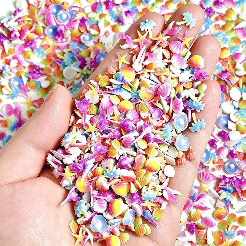 30PCS 3D Ocean Series Resin Nail Charms Summer Nail Rhinestones Creative Starfish Shell Nail Art Decorations for DIY Manicure Zpaxo