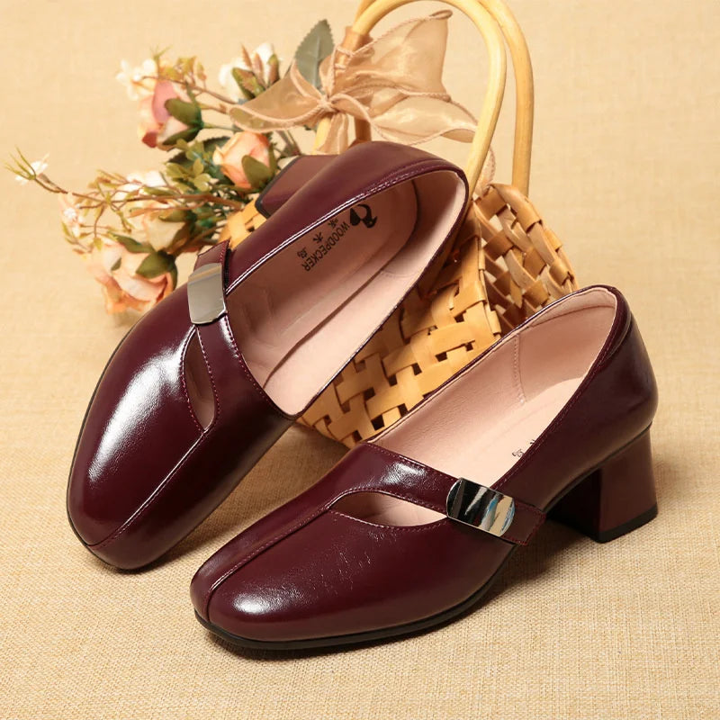 Light Mouth Single Shoes Soft Soles Mother Thick Heels Fashionable Zpaxo