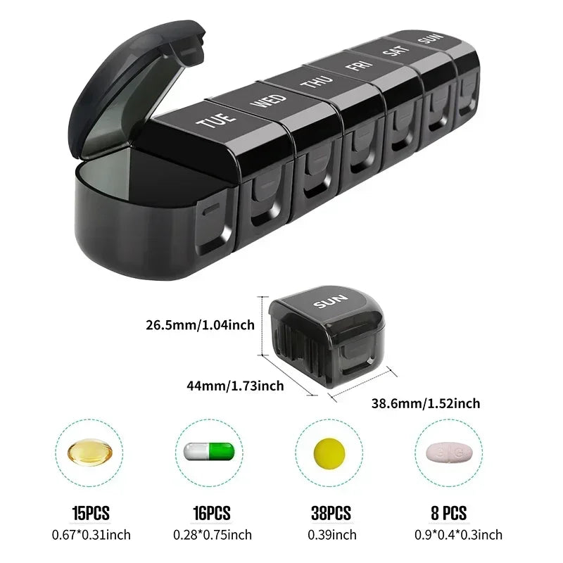 Container Pill Organizer Weekly Capsule Box 7 Days Separable Pillbox