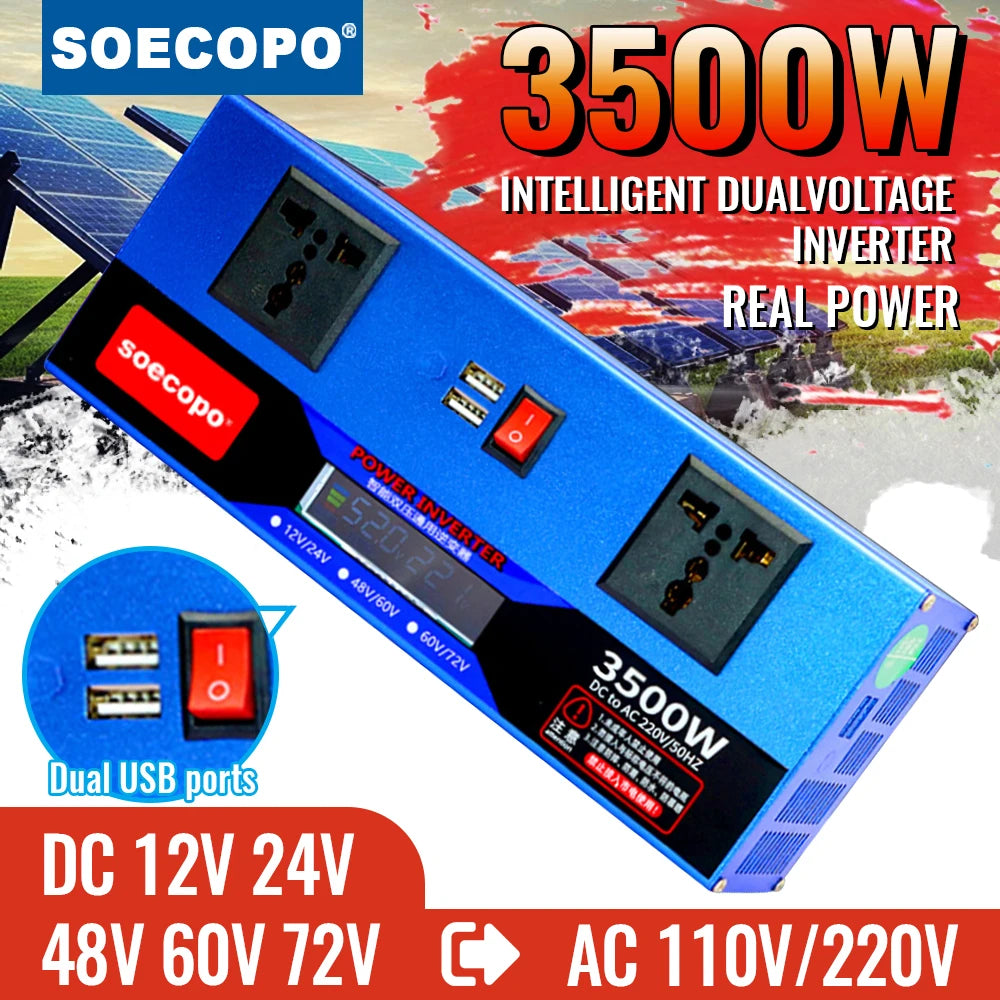 Smart Dual Voltage Inverter 3500W 12V 24V 48V 60V 72V 220V 110V USB