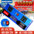 Smart Dual Voltage Inverter 3500W 12V/24V/48V/60V/72V to 220V/110V with Dual USB Ports and LCD Screen Zpaxo 2000W Universal 12V and 24V|110V