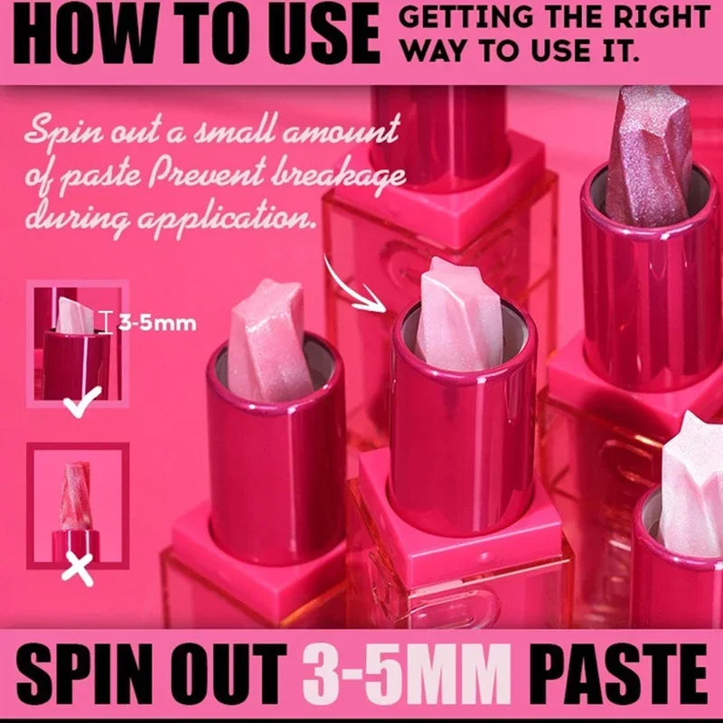 Pearlescent Glitter Lipstick Fine Shimmer Shiny Lip Blam Waterproof Long Lasting Moisturizing Lip Tint Pink Sexy Lips Makeup Zpaxo