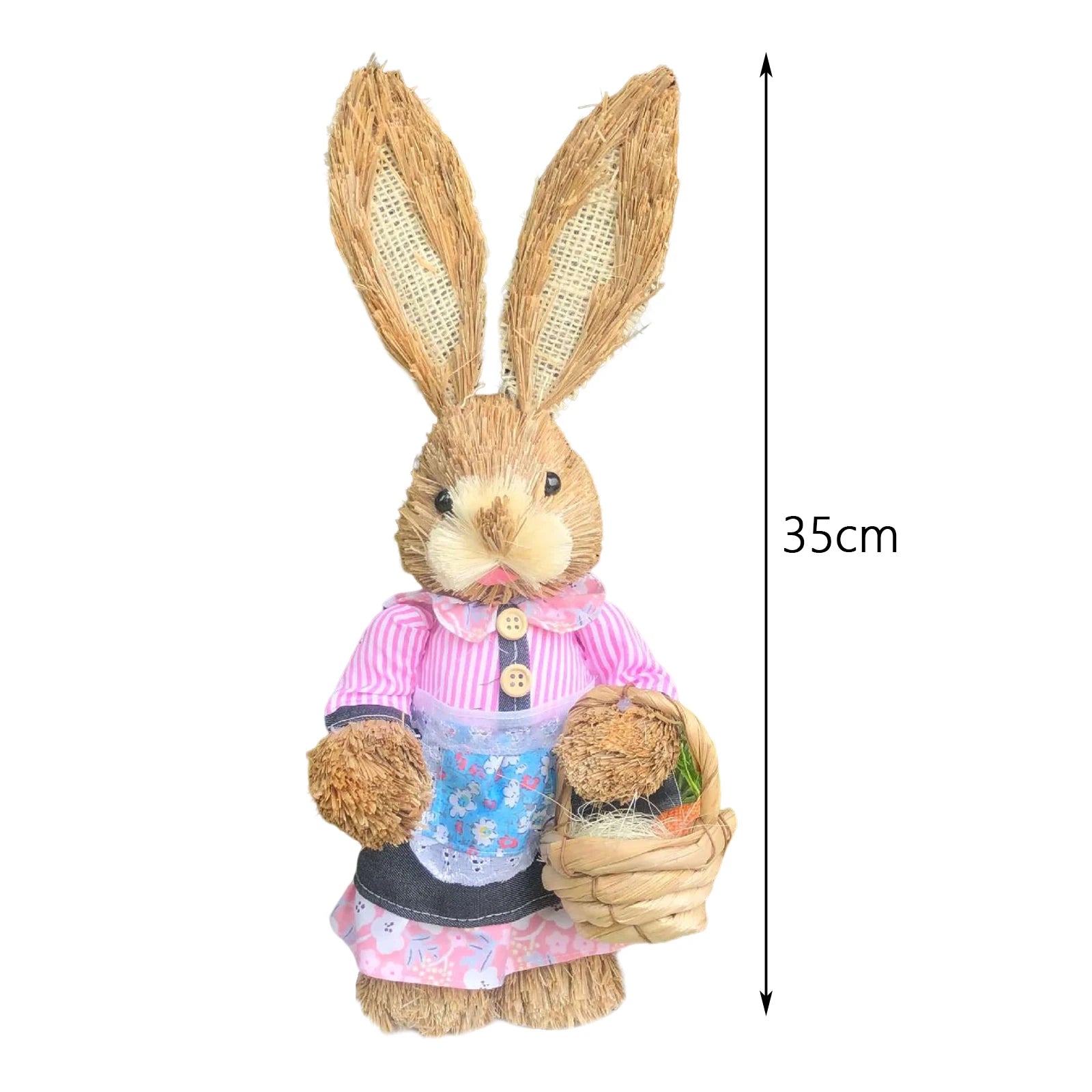 Straw Easter Bunny Statue – 13.78" Standing Rabbit Figurine Easter Bunny Figurine Zpaxo Style E