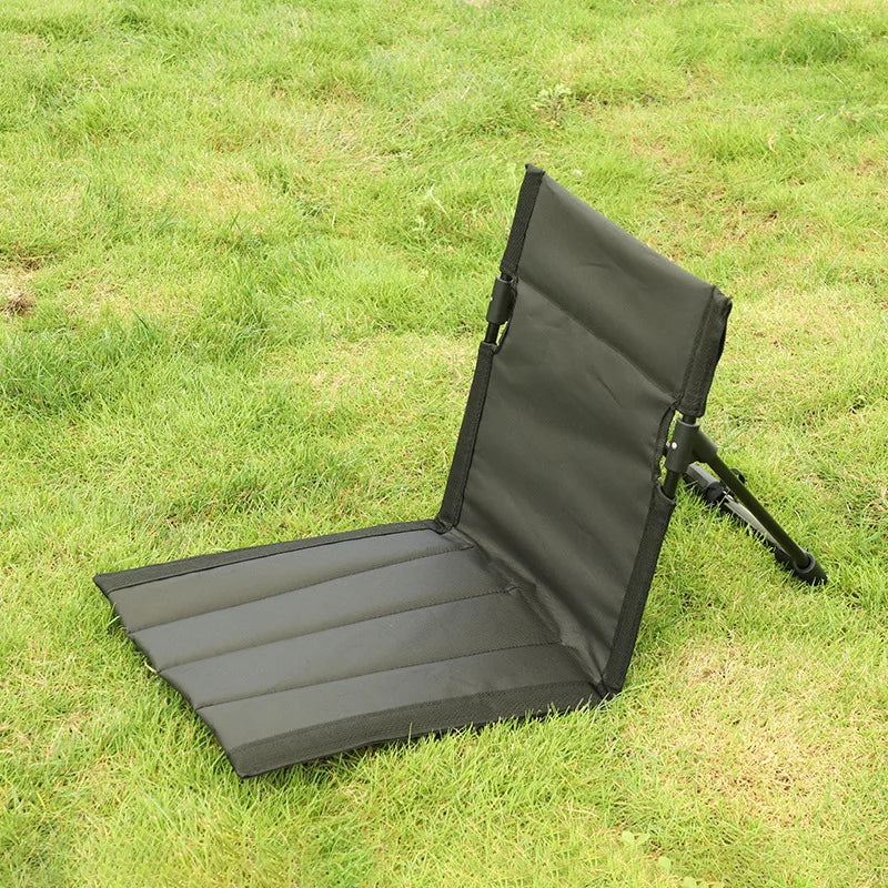 Outdoor Foldable Camping Chair Oxford Cloth Floor Garden Park Single Zpaxo black-short