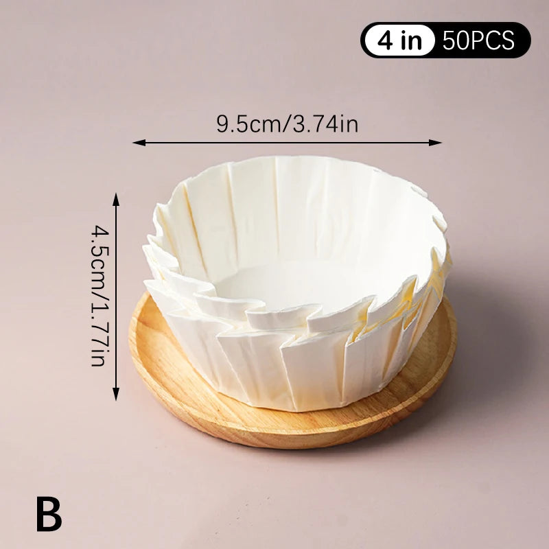 50Pcs 3.5/4/5/6/8inch Muffin Cake Mold Paper Cup Foldless Cupcake Liner Baking Cup For Wedding Party Oilproof Cake Wrap Zpaxo B