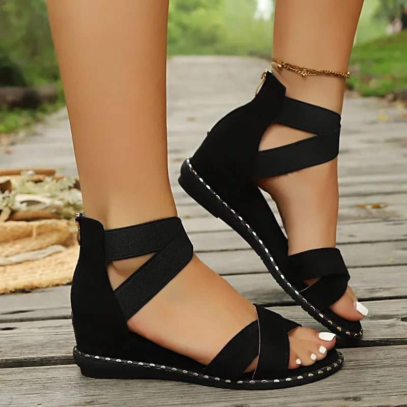2026 Fashion Women's Cross Band Fish Mouth Open Toe Hollow Out Zpaxo