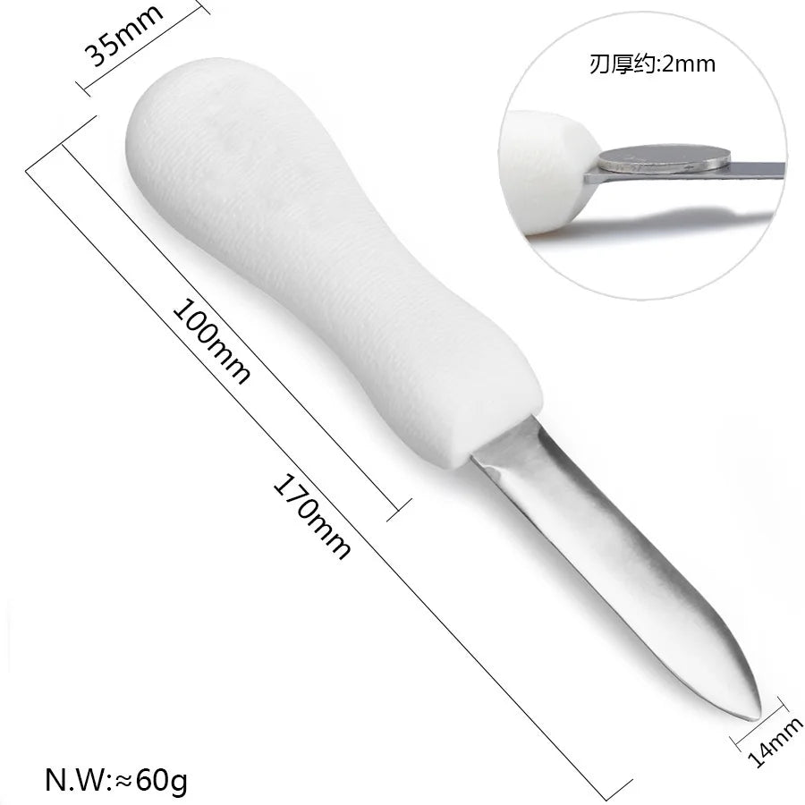 Stainless Steel Oyster Knife with Anti-Slip Handle | Scallop Oyster Shucking Knife Zpaxo White