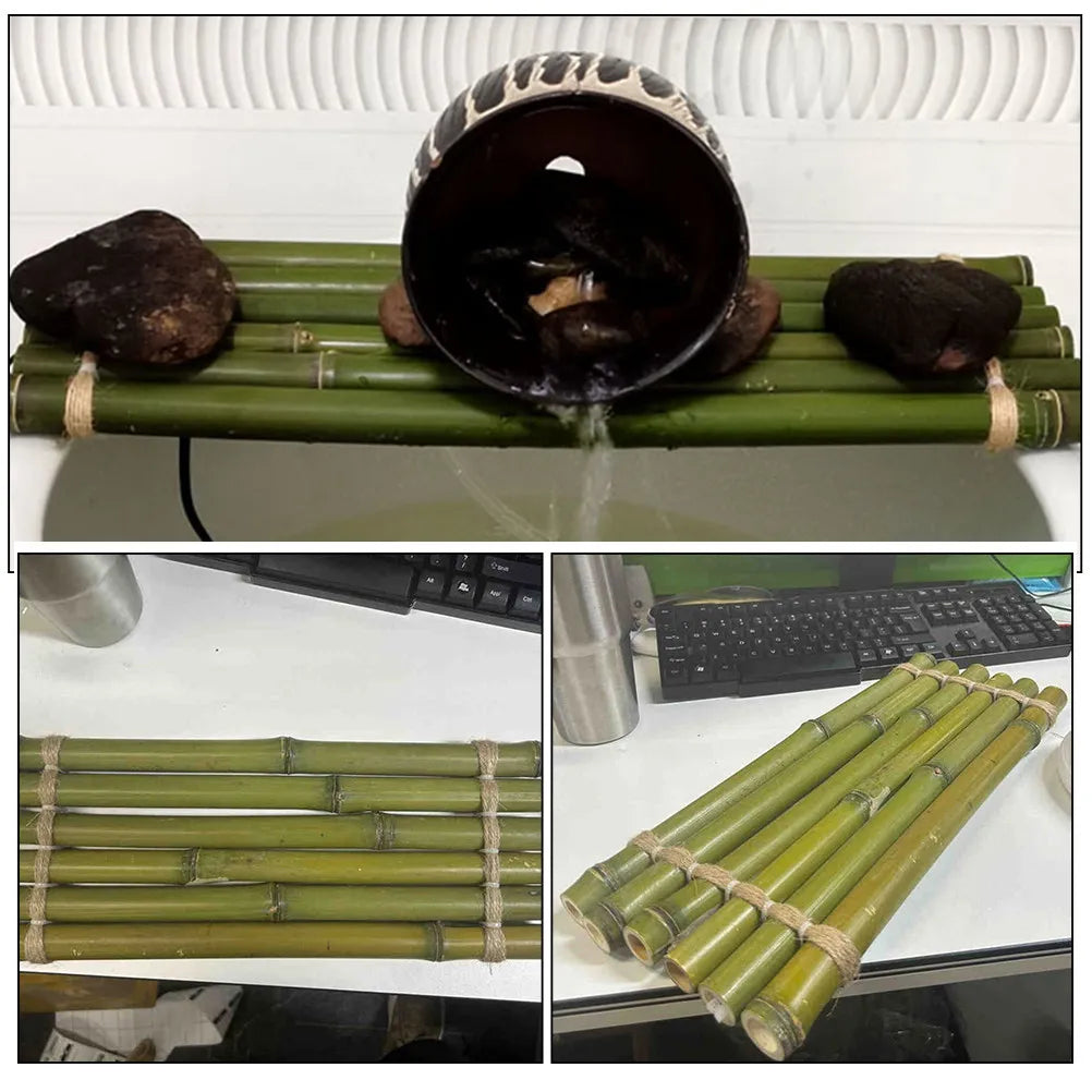 Fish Tank Bamboo Raft Aquarium Decor Bamboo Board Flowing Water Fountain Ornament DIY Landscaping Accessory Oxygenation Support Zpaxo Default Title