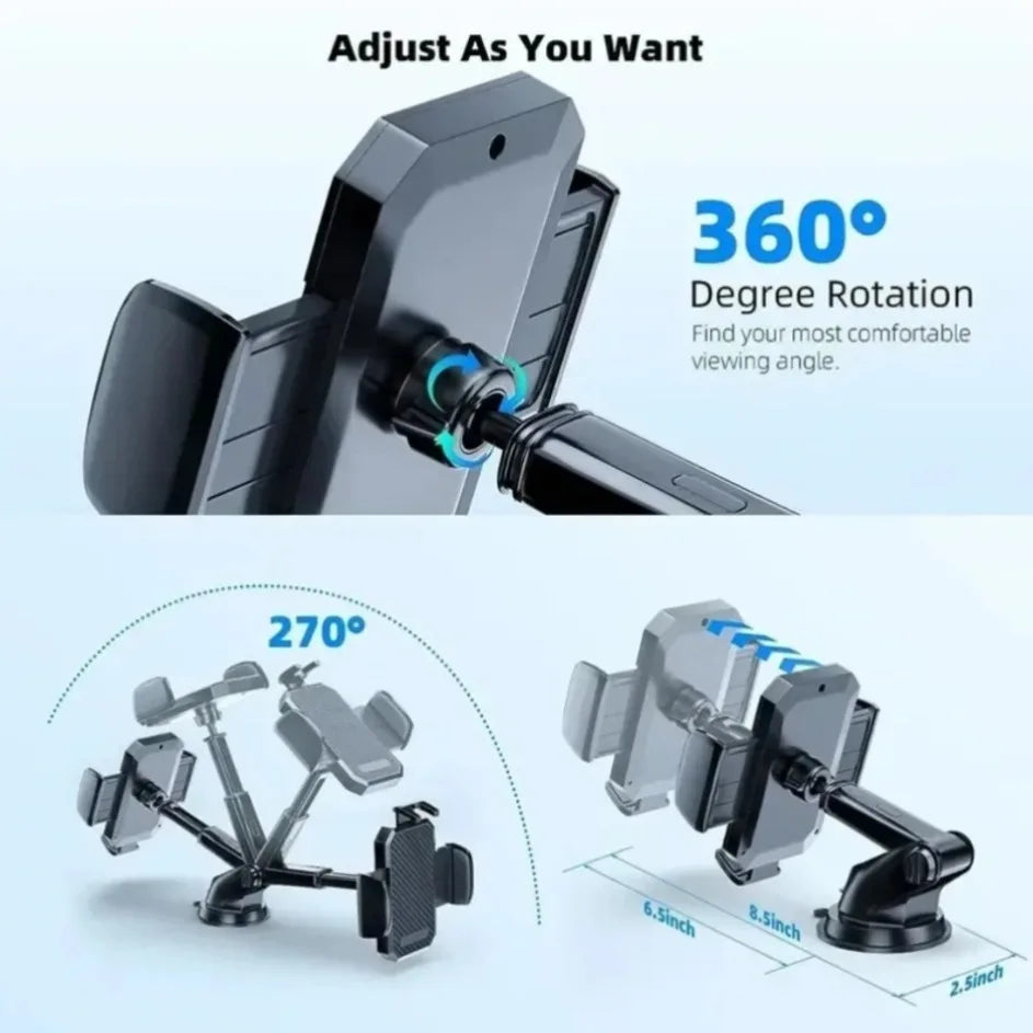 360° Windshield Car Phone Holder Car Dashboard Mobile Cell Support Bracket Universal Sucker for iPhone 17 16 15 Samsung Xiaomi Zpaxo