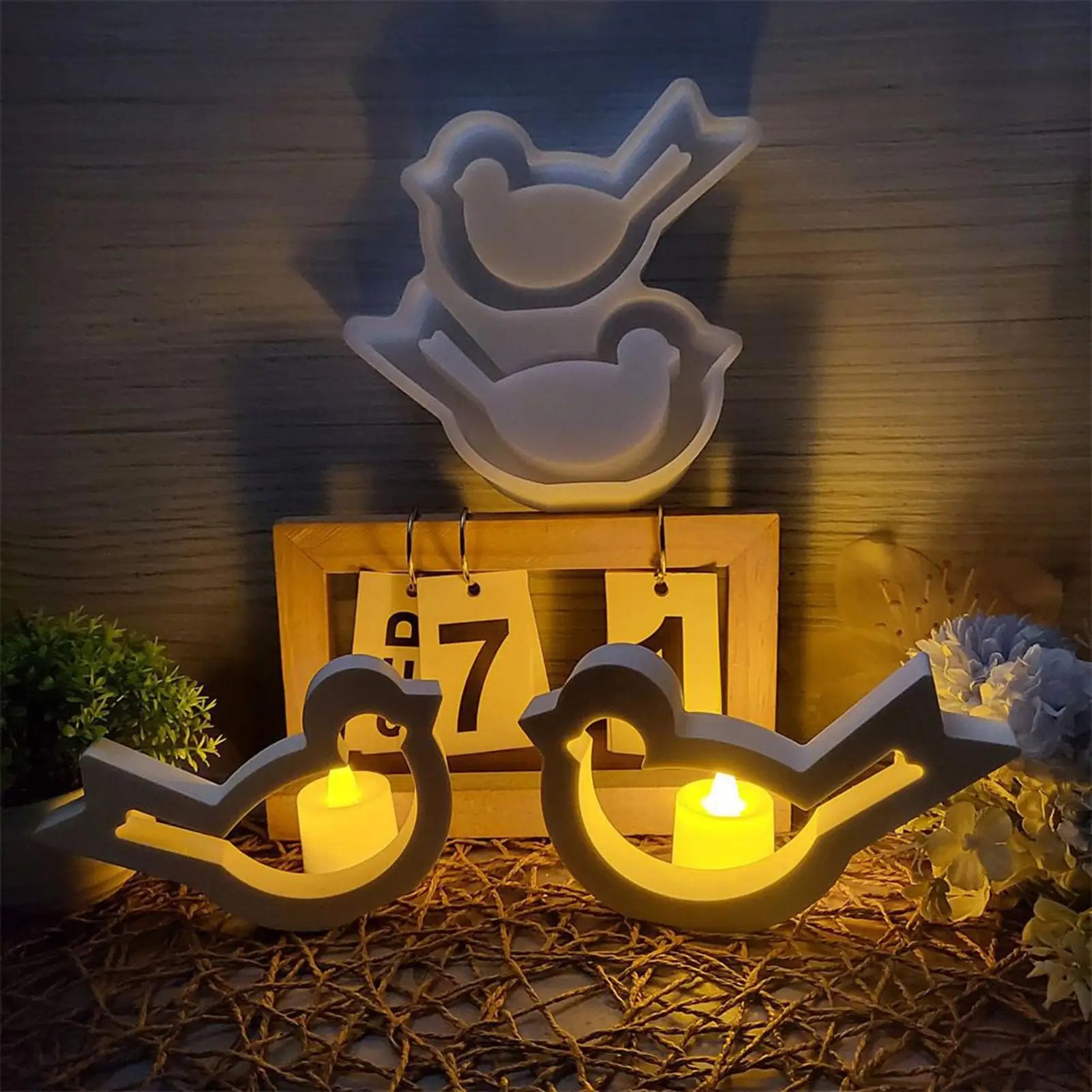 Bird Resin Mold Silicone Hollow Shape Concrete Plaster Mould DIY