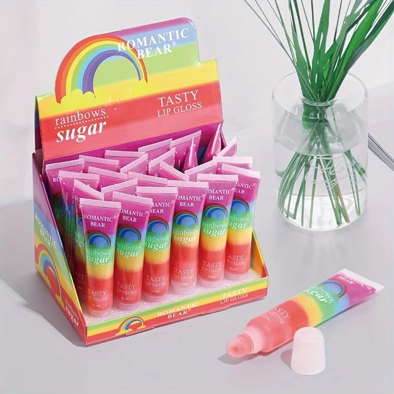 5pcs Rainbow Pearl Lip Gloss Glitter, Rainbow Jelly Lip Gloss, Sparkling Lips, Moisturizing Lip Skin Zpaxo
