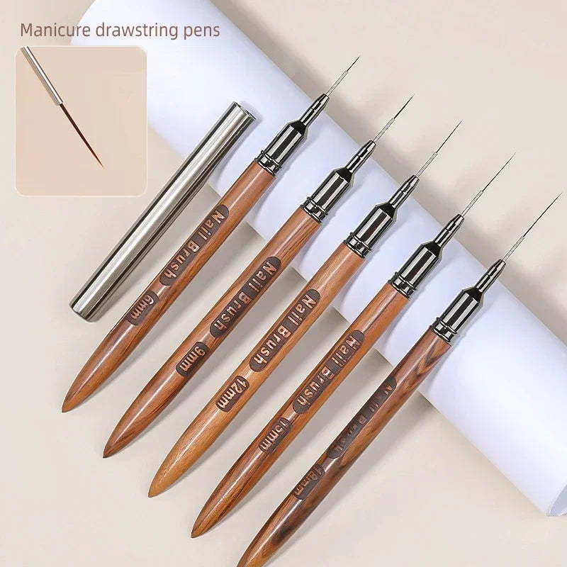 Nail Brush Wood Handle Gel Nail Art Liner DIY Painting Brush Drawing Lines Stripe Flower Painting Pen UV Gel Manicure Salon Tool Zpaxo
