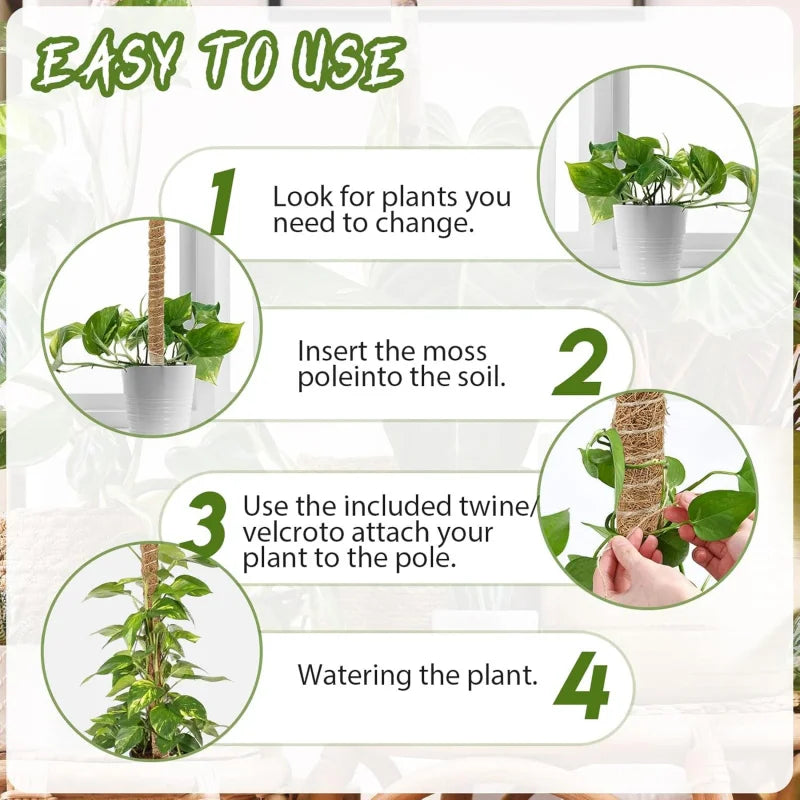 DIY Bendable Plant Support Eco-Friendly Coir Moss Pole for Indoor Garden Home Decor Climbing Plants Plantas Accesorios Zpaxo