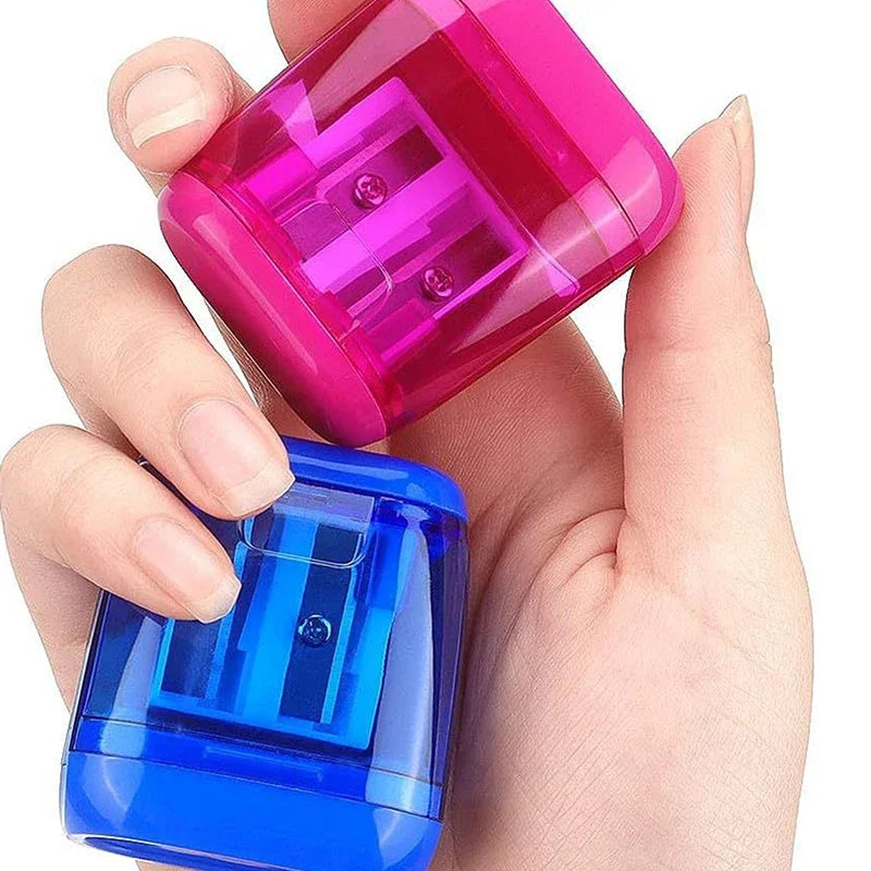 4PCS Dual-Hole Pencil Sharpeners With Lid And Shavings Container Portable Manual Sharpener Set For Colored Pencils Zpaxo