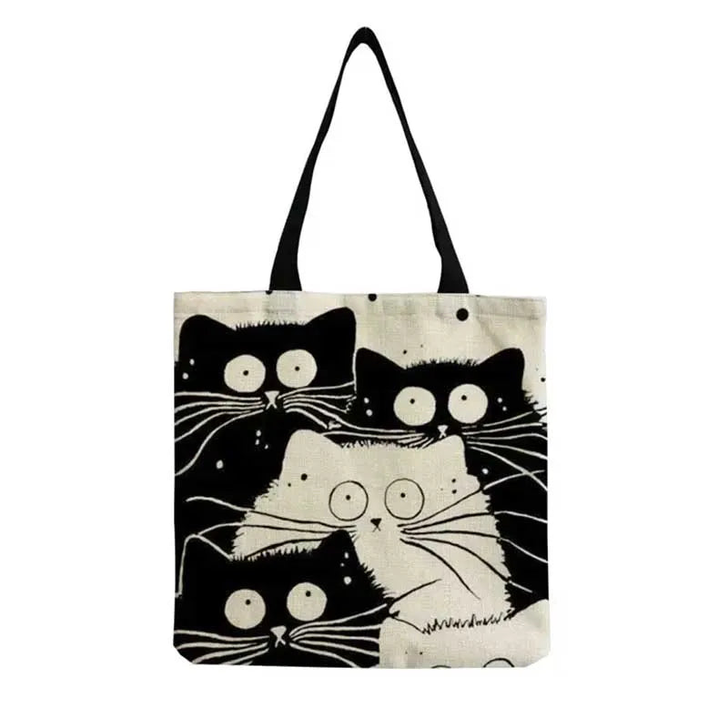 Reusable Canvas Bag Shopping Tote Cute Printed Eco-friendly Cloth Bag Girls Shoulder Bags Washable Tote Bag Side Bag for Ladies Zpaxo
