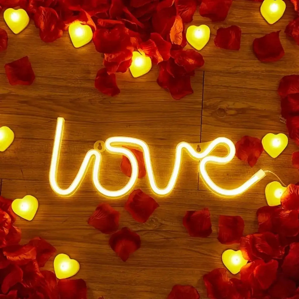 LOVE Shape LED Neon Sign Battery Powered Novelty Letter Mini Night Zpaxo