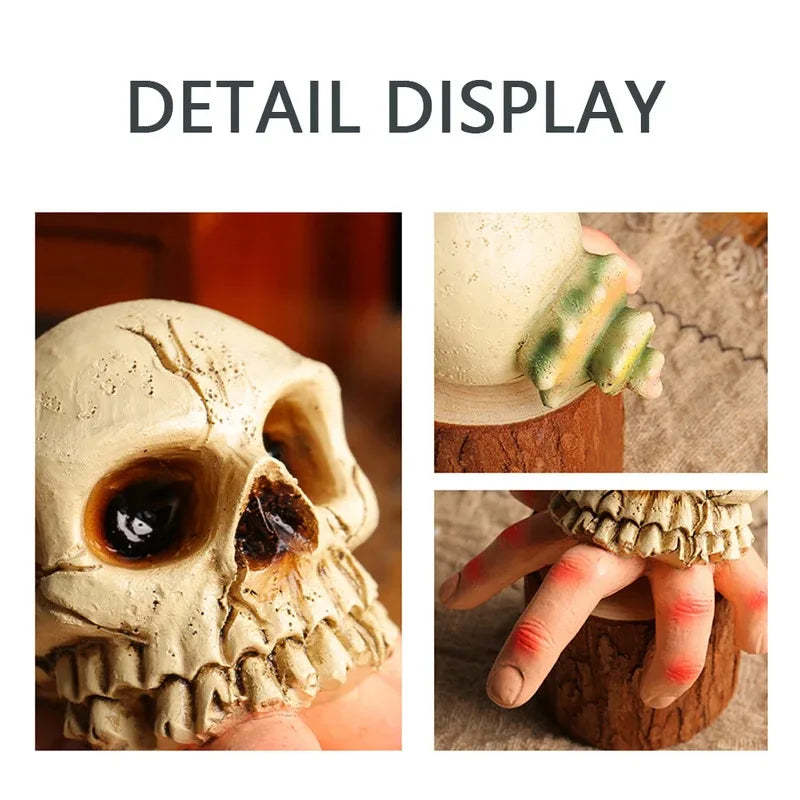 Resin 3D Skull Sculpture Ornament Hand-painted Realistic Halloween