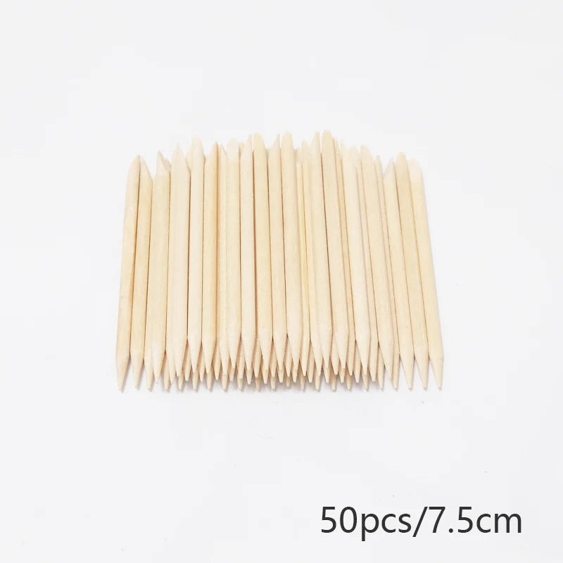 Nail Cuticle Pusher Orange Wood Sticks Nail Manicures Remover Wooden Design Nail Gel Polish Drawing Stick for Nail Art Zpaxo 50Pcs 7.5cm