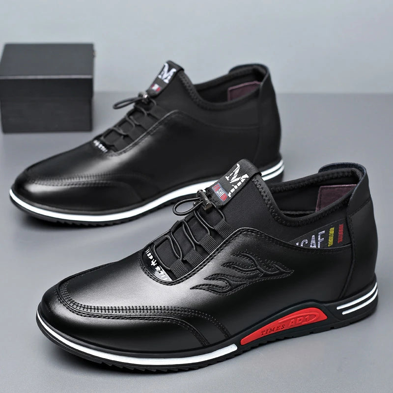 Invisible Inner Height Increase Youth Leather Shoes Men's Zpaxo