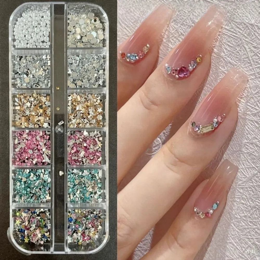 Colorful Nail Rhinestones Star Moon Round Square Mix Styles Nails Art Zpaxo