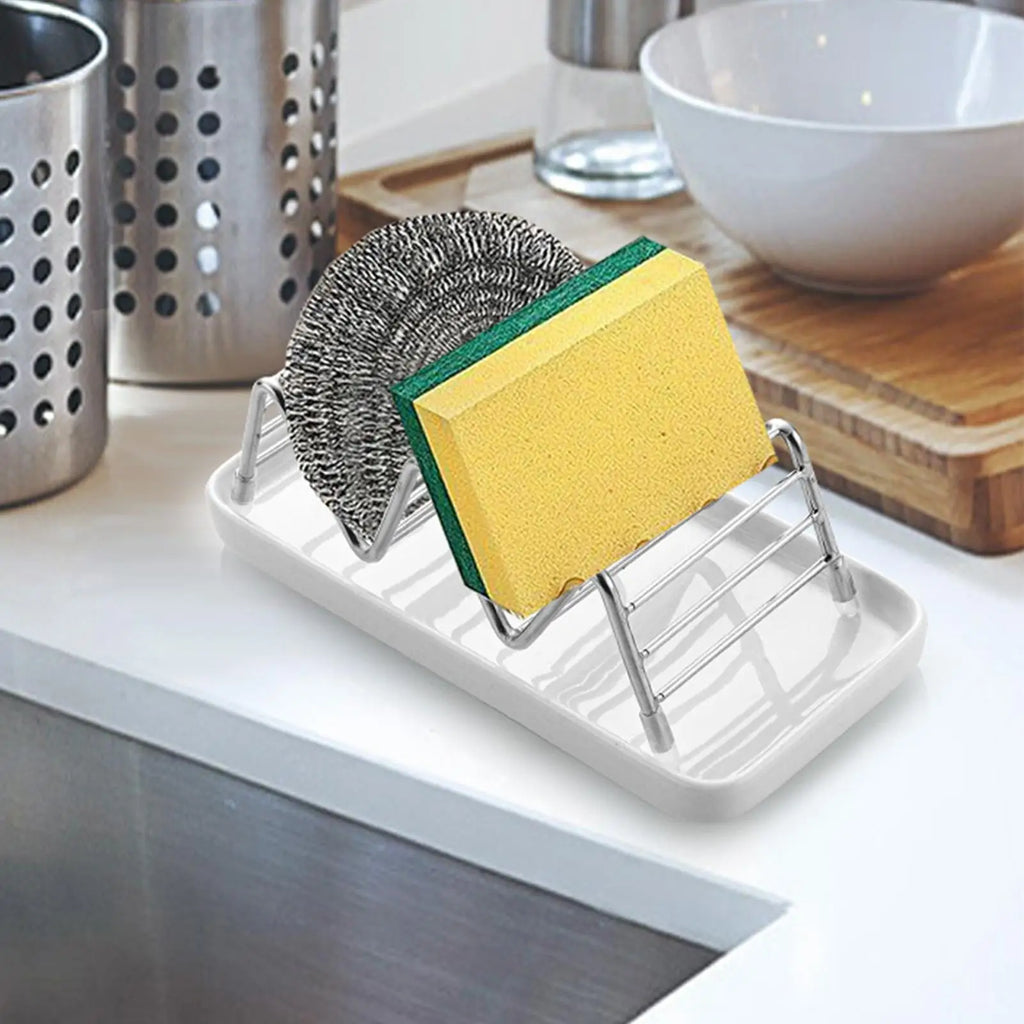 Draining Soap Dish Stainless Steel Drying Tray Sponge Drain Rack