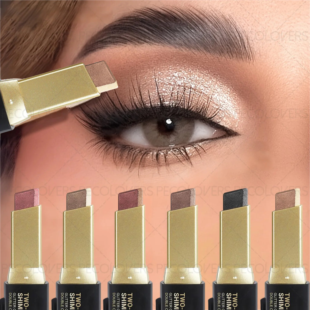 PECOLOVERS Aurora Shimmer 2-Tone Gradient Glitter Eyeshadow Stick Zpaxo