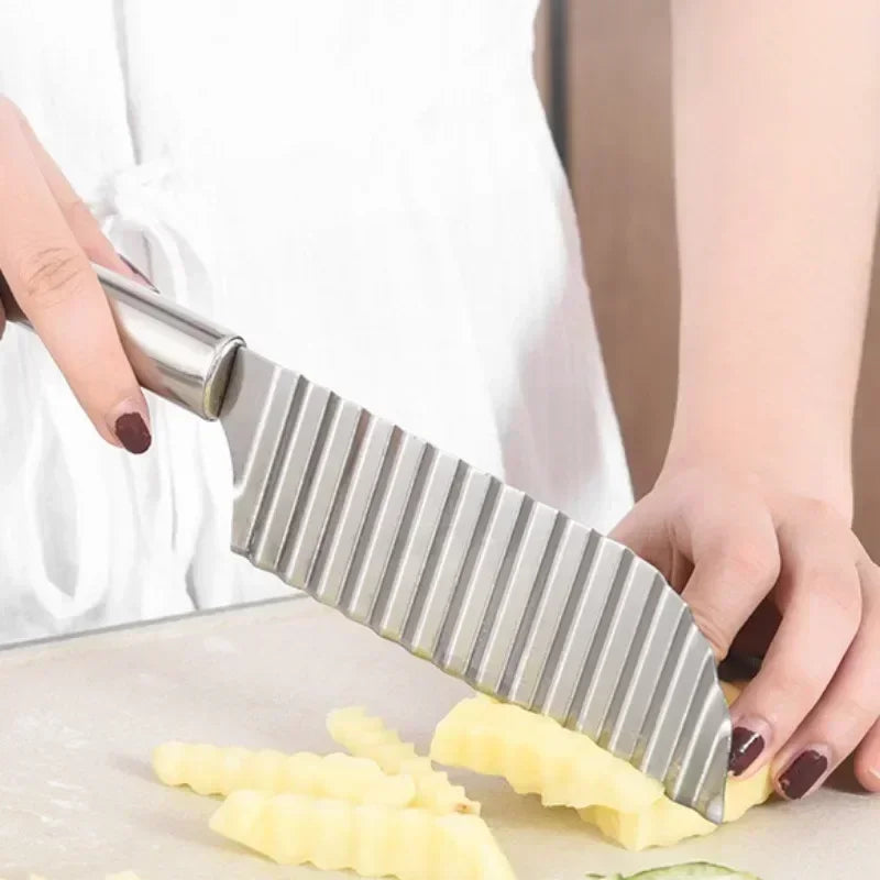 2026 New Potato Chip Slicer Dough Vegetable Fruit Crinkle Wavy Slicer Knife Potato Cutter Chopper French Fry Maker Tools Zpaxo