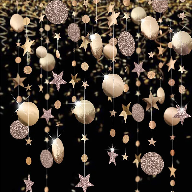 Glitter Silver Circle Dot Garland Banner Streamer Baby Shower Kids