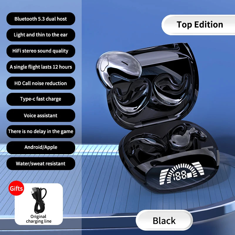 Sleep Invisible Earbuds Tiny Mini Headphones Hidden Noise Cancelling Zpaxo Black