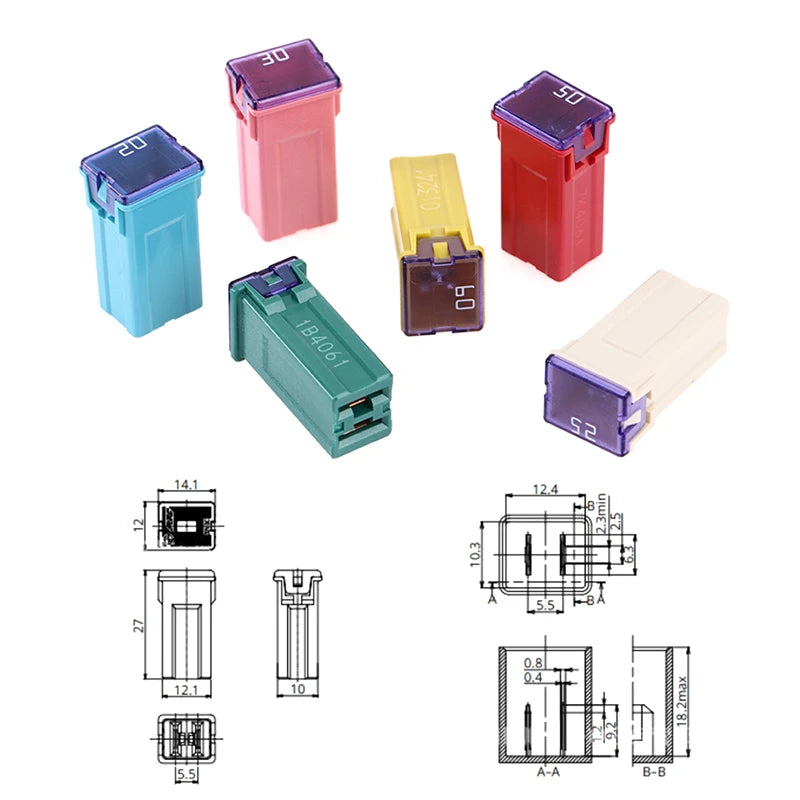 Mini Square Fuse 32V 20A 25A 30A 40A 50A60A Automotive Car Fuse With Plastic Box Zpaxo