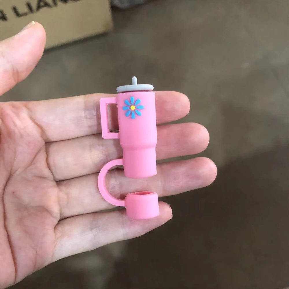 5Pcs Silicone Straw Covers Cap for Stanley 30&40 Oz Flower Straw Toppers 10mm Dust-Proof Caps Tumbler with Handle Zpaxo