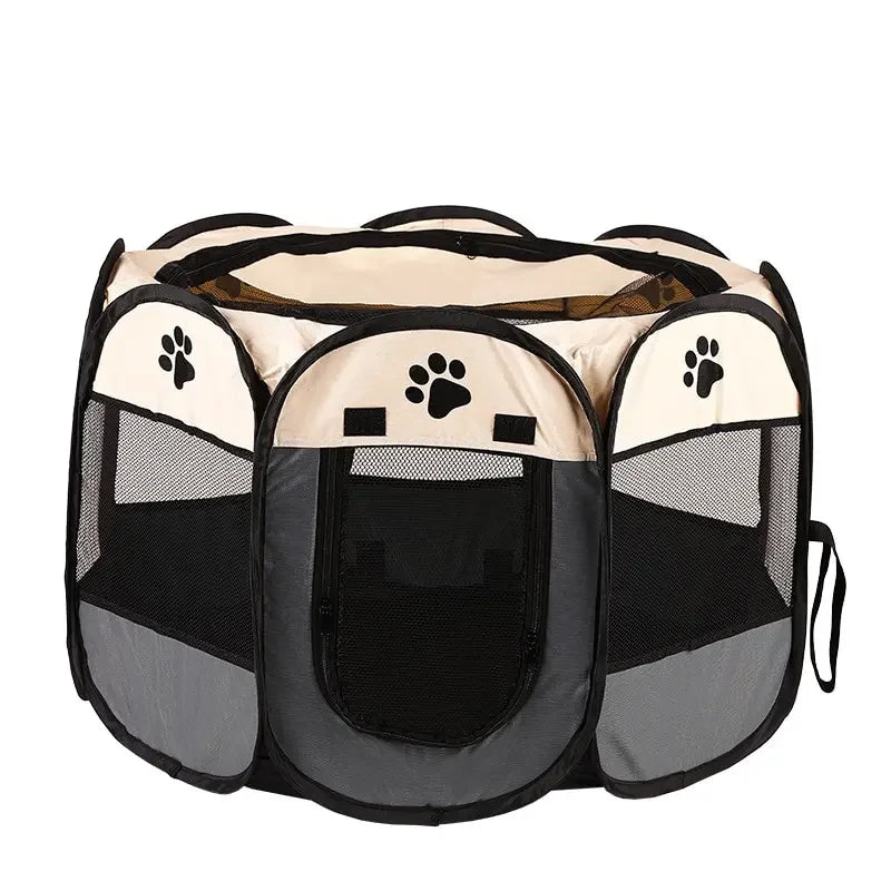 Portable Foldable Pet Tent Kennel Octagonal Fence Puppy Shelter Easy To Use Outdoor Easy Operation Large Dog Cages Cat Fences Zpaxo White gray 73x73x43cm