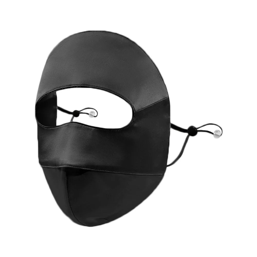 Sunscreen Mask Women's Silk Mulberry Silk UV resistant Breathable Mask Riding Dustproof Sunshade Eye Protection Zpaxo black mask