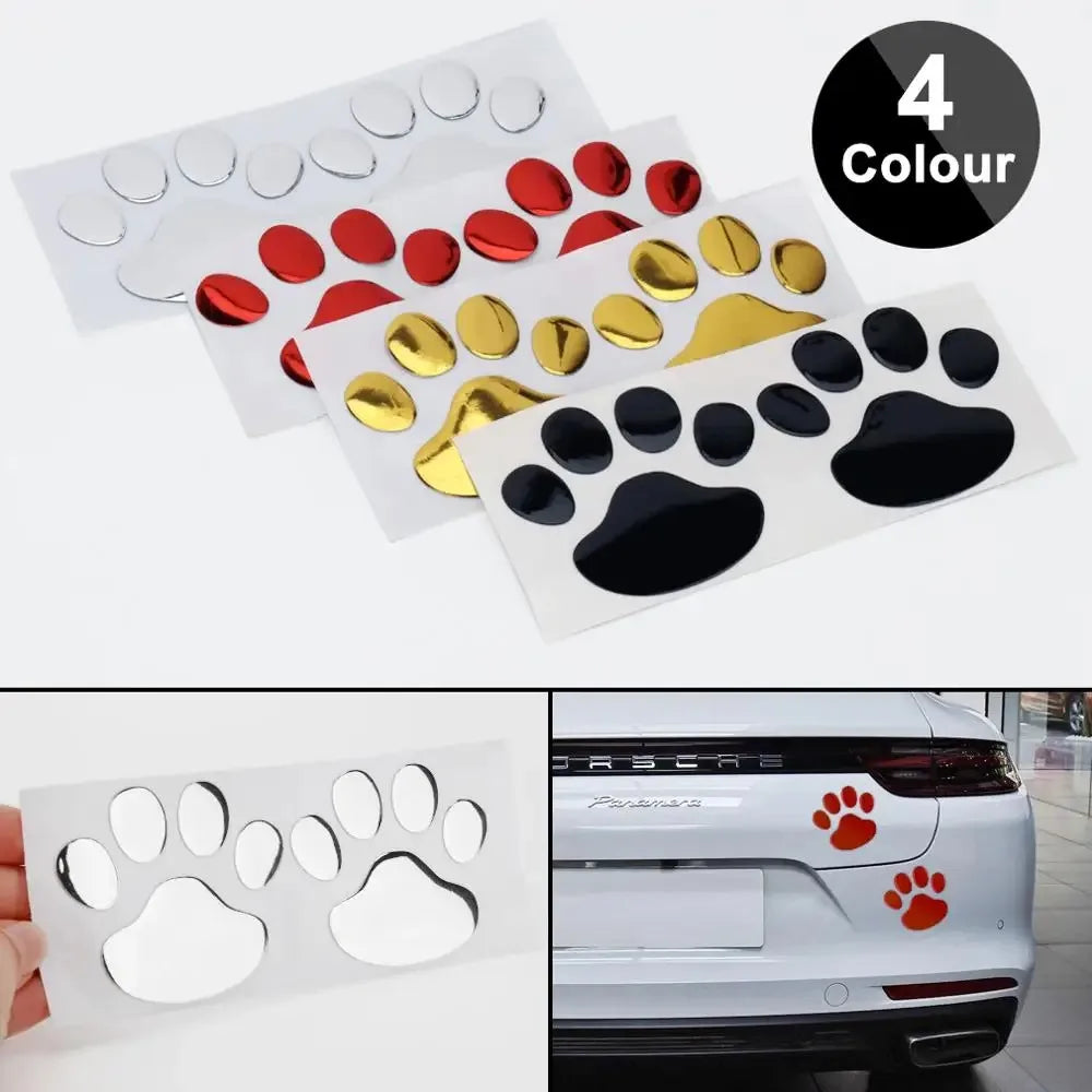 3D Paw Print Car Sticker – Dog & Cat Foot Decal
